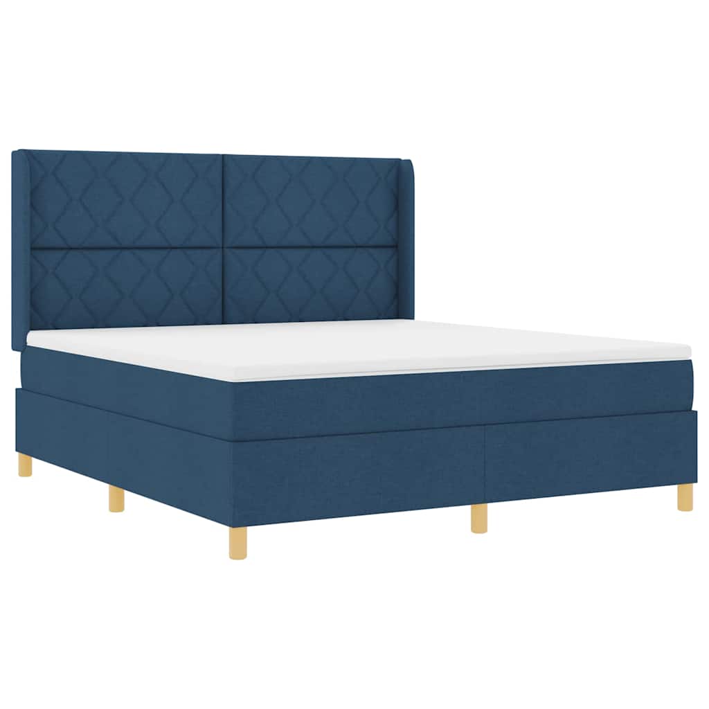 Κρεβάτι με ελατήρια με κεφαλάρι Μπλε 180 x 200 cm ύφασμα
