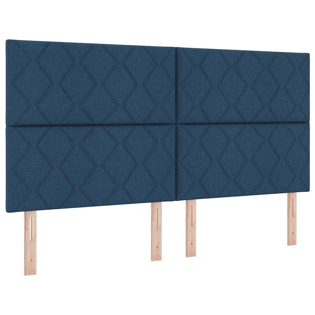 Κρεβάτι με ελατήρια με κεφαλάρι Μπλε 180 x 200 cm ύφασμα
