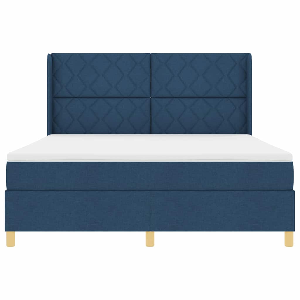 Κρεβάτι με ελατήρια με κεφαλάρι Μπλε 180 x 200 cm ύφασμα