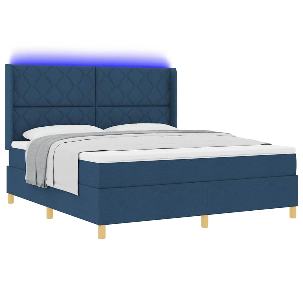 Κρεβάτι με ελατήρια με κεφαλάρι Μπλε 180 x 200 cm ύφασμα