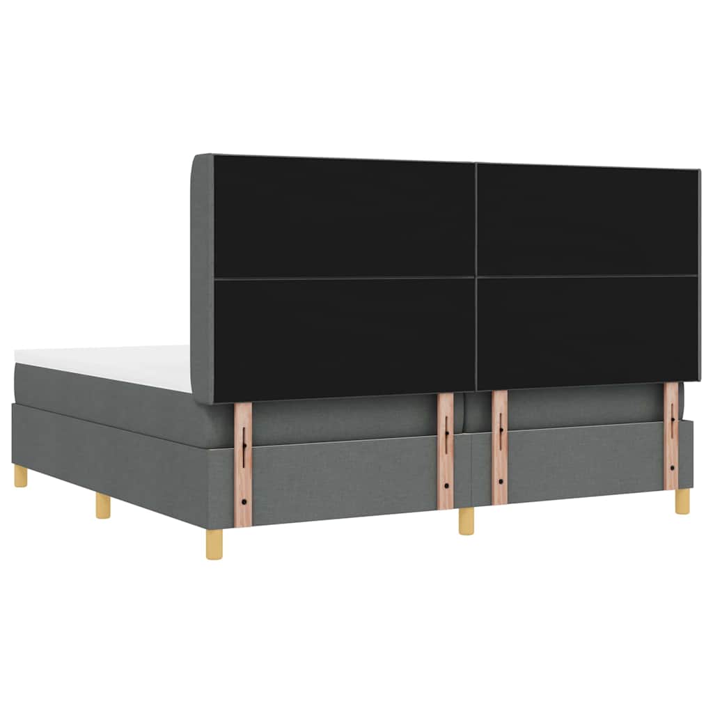 Κρεβάτι με ελατήρια με κεφαλάρι Γκρι 200 x 200 cm ύφασμα - Pakobazaar