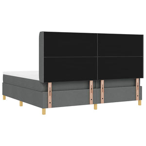 Κρεβάτι με ελατήρια με κεφαλάρι Γκρι 200 x 200 cm ύφασμα - Pakobazaar