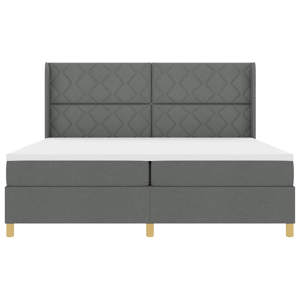 Κρεβάτι με ελατήρια με κεφαλάρι Γκρι 200 x 200 cm ύφασμα - Pakobazaar