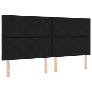 Κρεβάτι με ελατήρια με στρώμα Μαύρο 200 x 200 cm ύφασμα - Pakobazaar