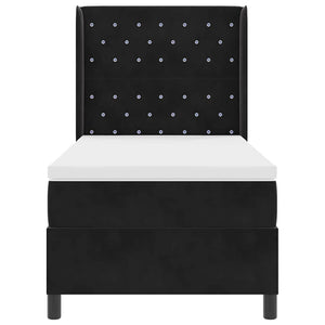 Κρεβάτι με ελατήρια με στρώμα με led Μαύρο 100 x 200 cm Βελούδο - Pakobazaar