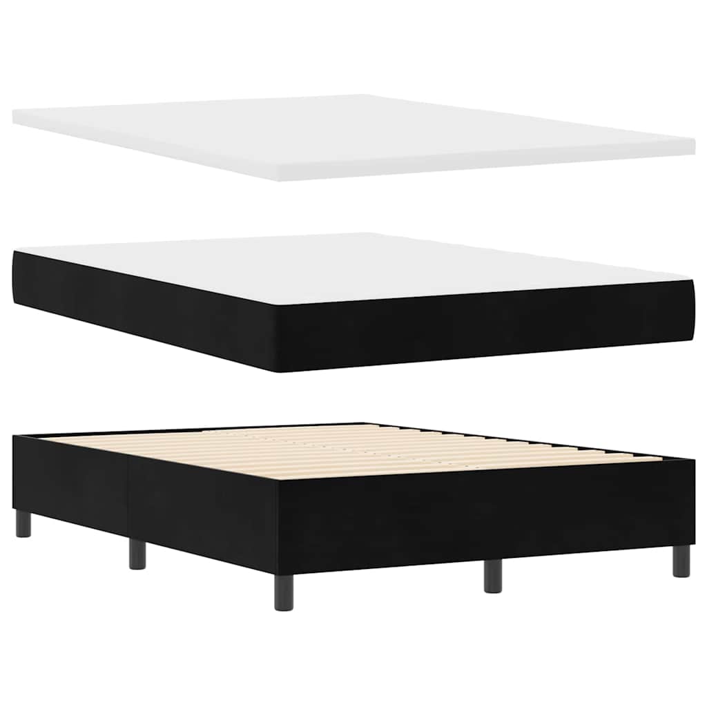 Κρεβάτι με ελατήρια με κεφαλάρι Μαύρο 140 x 200 cm Βελούδο