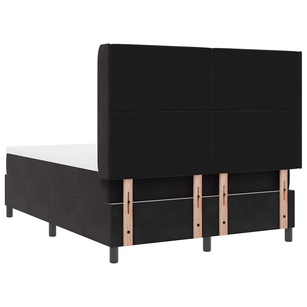 Κρεβάτι με ελατήρια με κεφαλάρι Μαύρο 140 x 200 cm Βελούδο