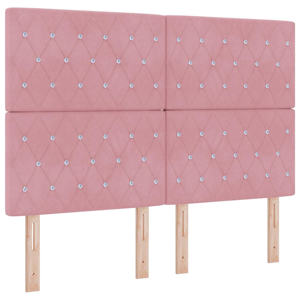 Κρεβάτι με ελατήρια με στρώμα με led Ροζ 160 x 200 cm Βελούδο - Pakobazaar
