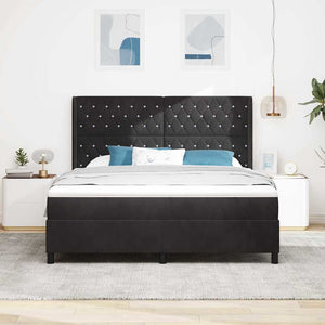 Κρεβάτι με ελατήρια με στρώμα με led Μαύρο 180 x 200 cm Βελούδο - Pakobazaar