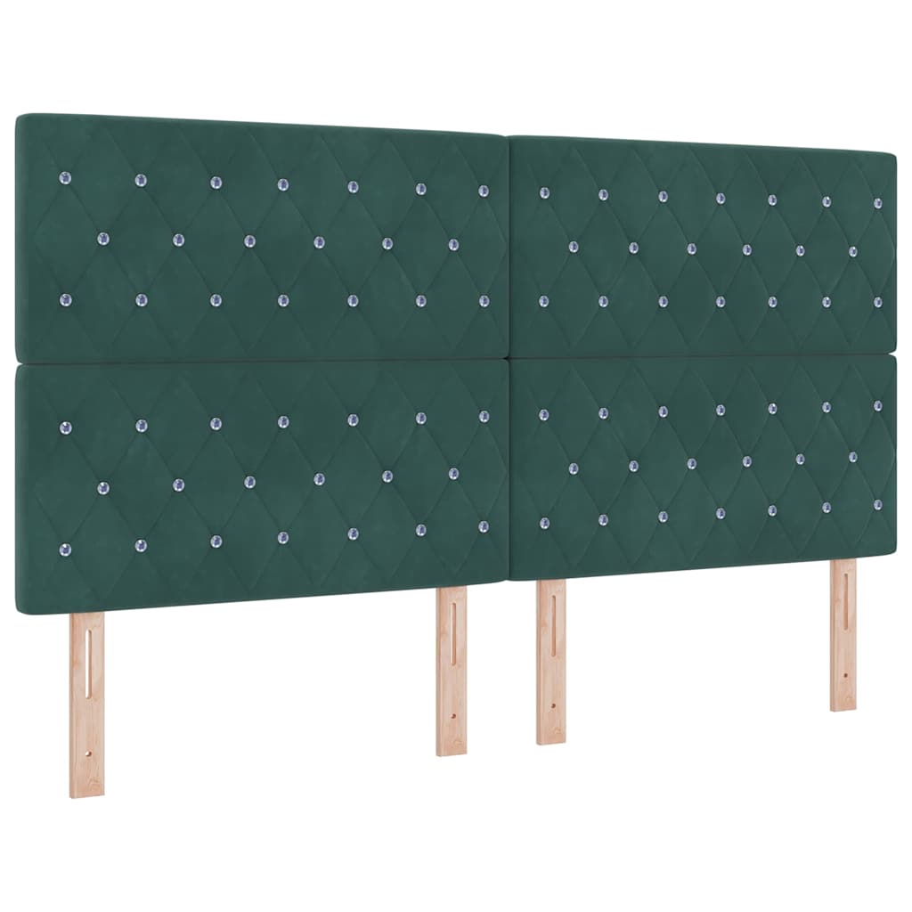 Κρεβάτι με ελατήρια με led Σκούρο Πράσινο 180 x 200 cm Βελούδο - Pakobazaar