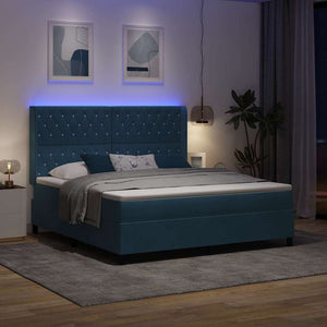 Κρεβάτι με ελατήρια με στρώμα με led Μπλε 180 x 200 cm Βελούδο - Pakobazaar