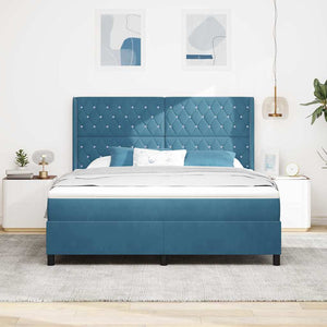 Κρεβάτι με ελατήρια με στρώμα με led Μπλε 180 x 200 cm Βελούδο - Pakobazaar