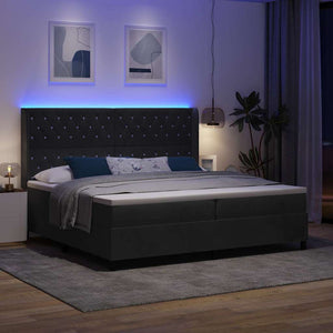 Κρεβάτι με ελατήρια με στρώμα με led Μαύρο 200 x 200 cm Βελούδο - Pakobazaar