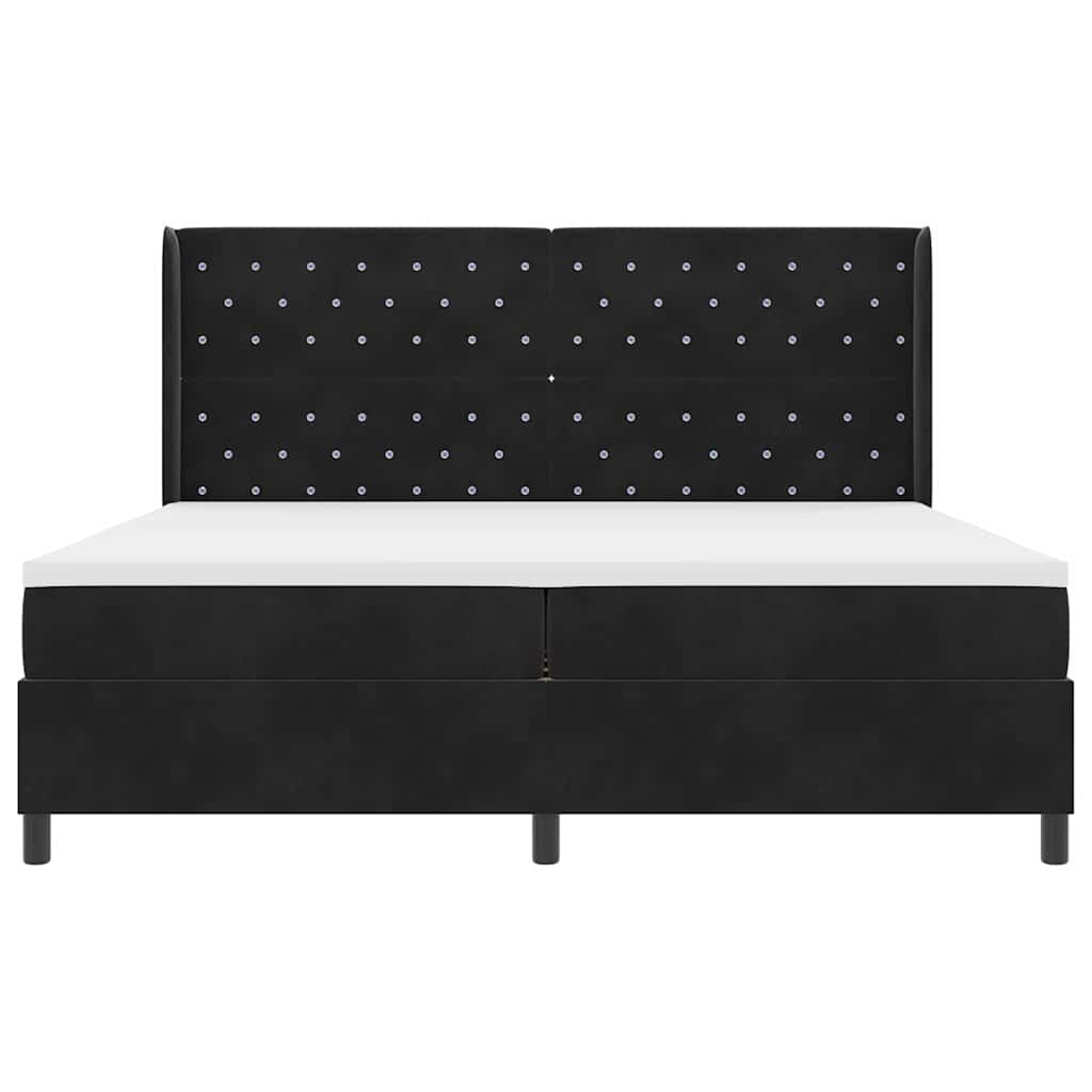 Κρεβάτι με ελατήρια με στρώμα με led Μαύρο 200 x 200 cm Βελούδο - Pakobazaar