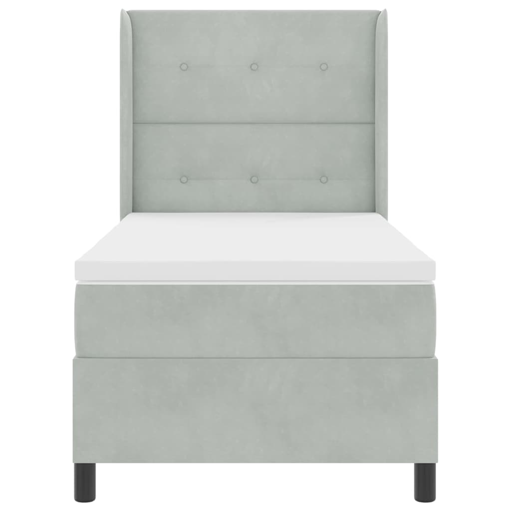 Κρεβάτι με ελατήρια με στρώμα Ανοιχτό γκρι 100 x 200 cm Βελούδο - Pakobazaar
