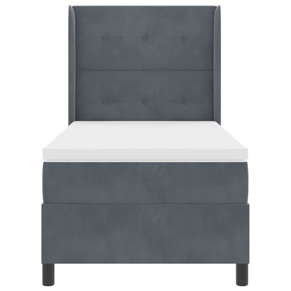 Κρεβάτι με ελατήρια με στρώμα Σκούρο Γκρι 100 x 200 cm Βελούδο - Pakobazaar