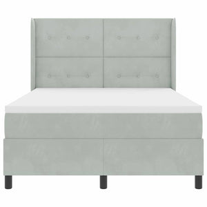 Κρεβάτι με ελατήρια Ανοιχτό γκρι 140 x 190 cm Βελούδο - Pakobazaar