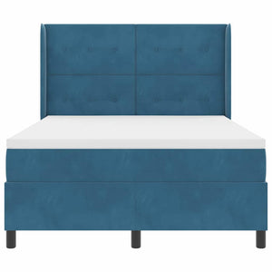 Κρεβάτι με ελατήρια με κεφαλάρι Μπλε 140 x 190 cm Βελούδο - Pakobazaar
