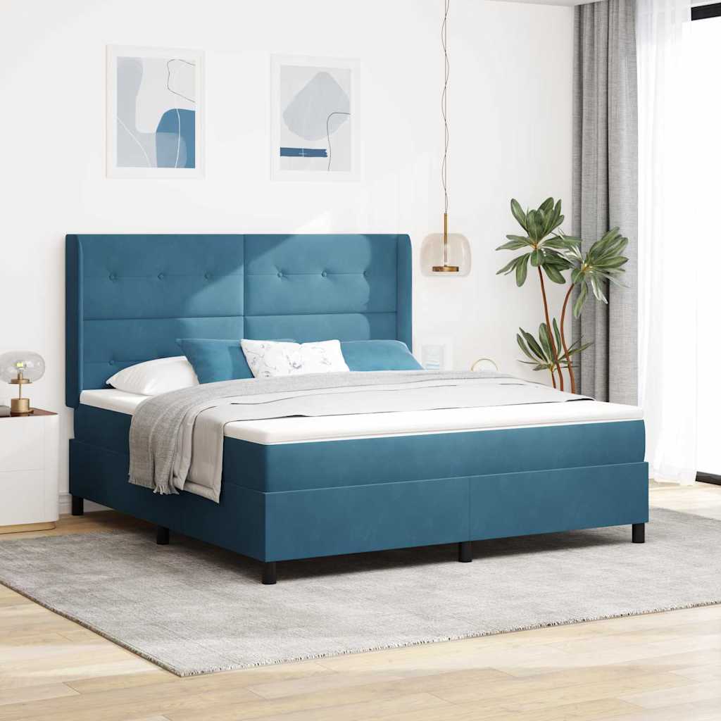 Κρεβάτι με ελατήρια με στρώμα με led Μπλε 180 x 200 cm Βελούδο - Pakobazaar