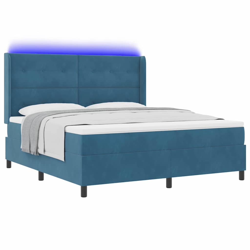 Κρεβάτι με ελατήρια με στρώμα με led Μπλε 180 x 200 cm Βελούδο - Pakobazaar
