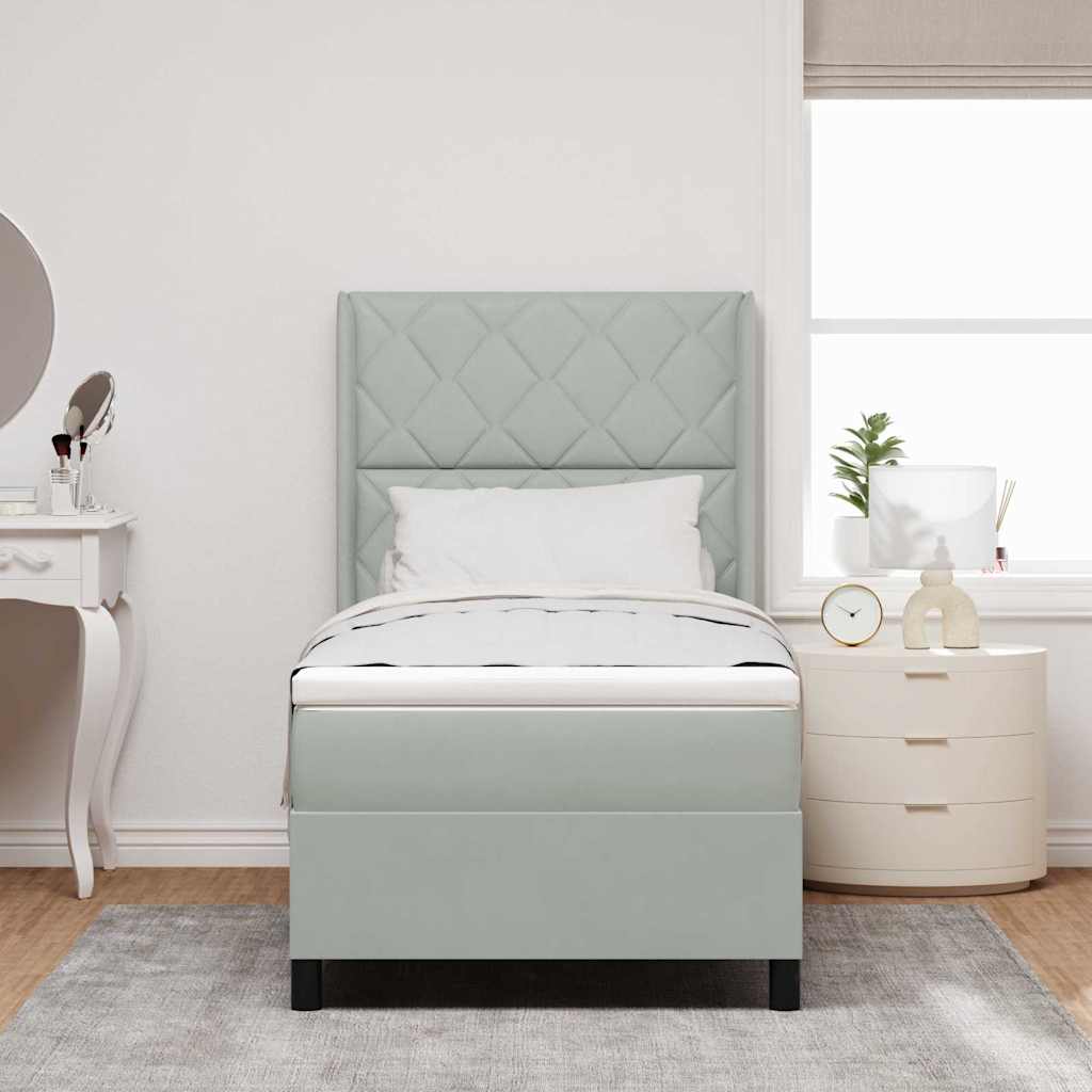 Κρεβάτι με ελατήρια με στρώμα Ανοιχτό γκρι 90 x 200 cm Βελούδο - Pakobazaar