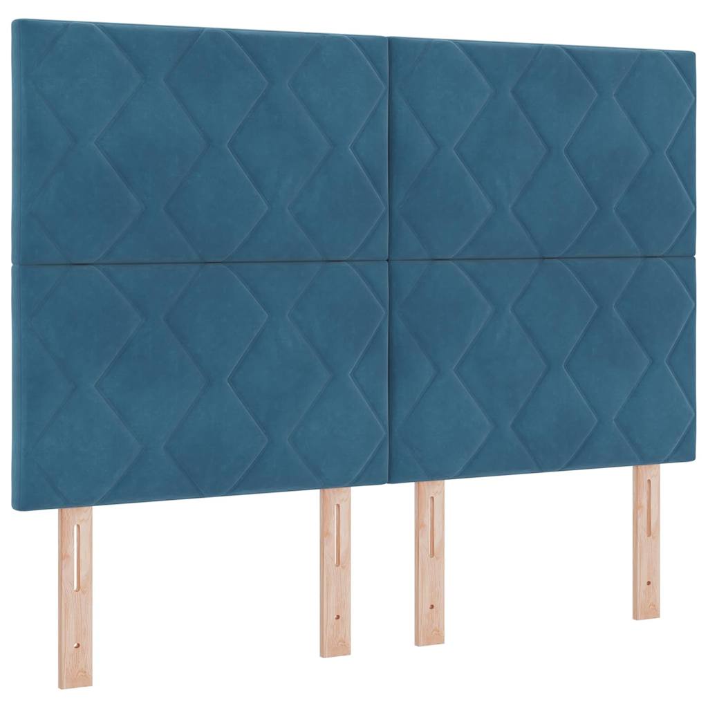 Κρεβάτι με ελατήρια με κεφαλάρι Μπλε 140 x 200 cm Βελούδο - Pakobazaar
