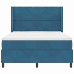 Κρεβάτι με ελατήρια με κεφαλάρι Μπλε 140 x 200 cm Βελούδο - Pakobazaar