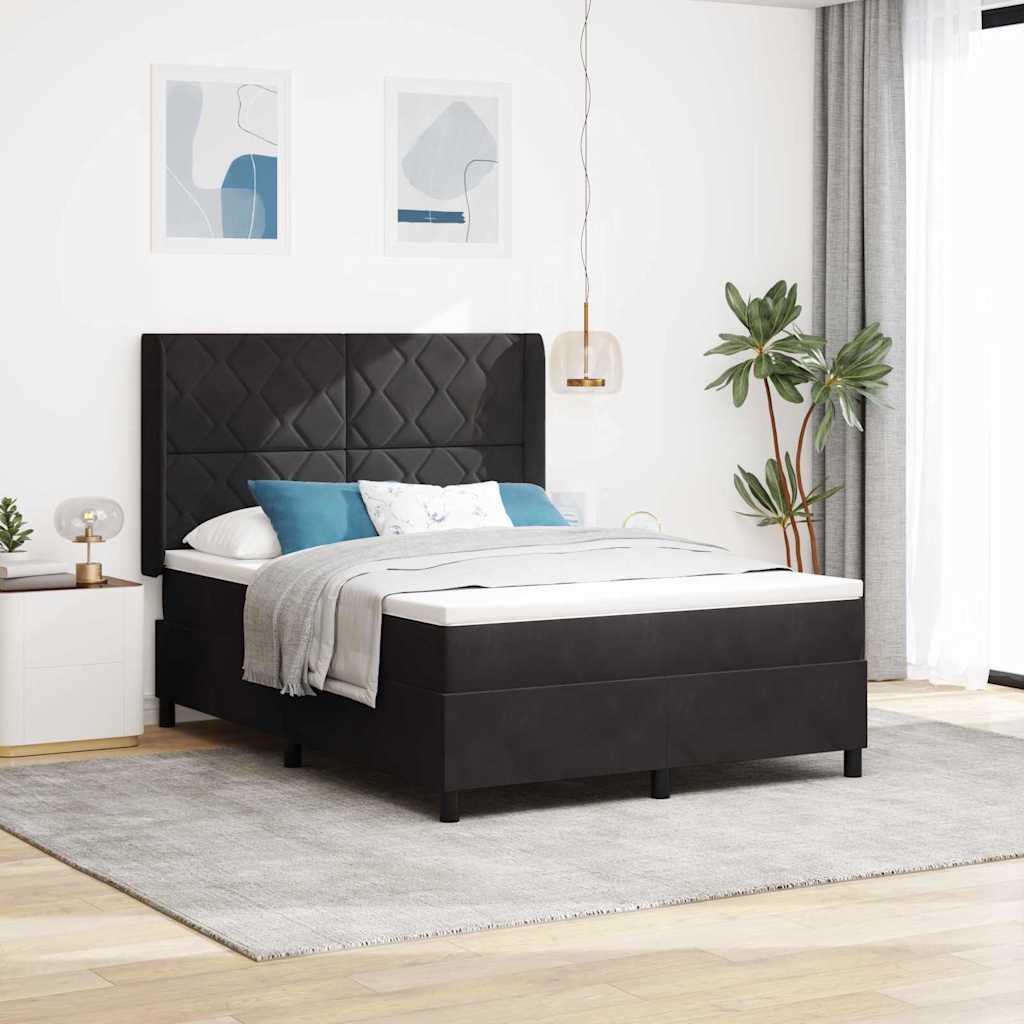 Κρεβάτι με ελατήρια με κεφαλάρι Μαύρο 160 x 200 cm Βελούδο - Pakobazaar