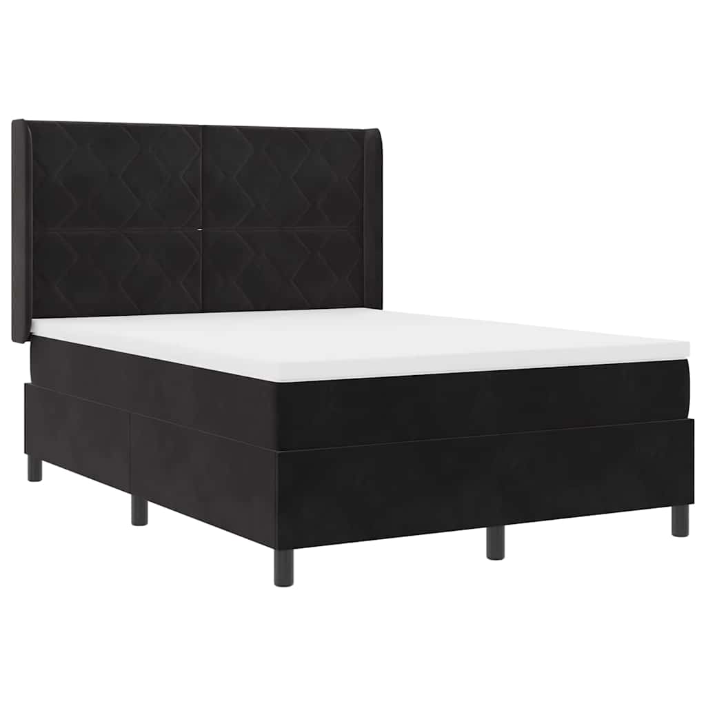 Κρεβάτι με ελατήρια με κεφαλάρι Μαύρο 160 x 200 cm Βελούδο - Pakobazaar