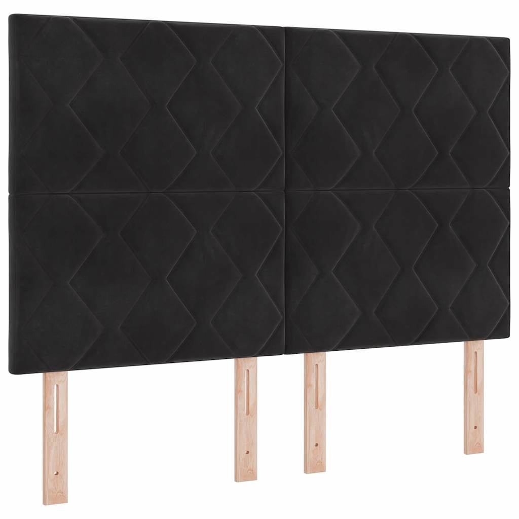 Κρεβάτι με ελατήρια με κεφαλάρι Μαύρο 160 x 200 cm Βελούδο - Pakobazaar