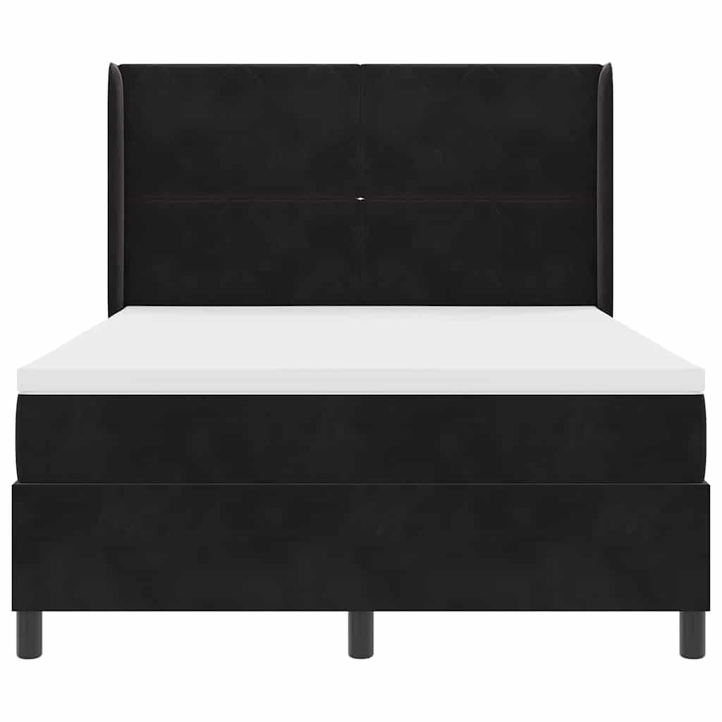 Κρεβάτι με ελατήρια με κεφαλάρι Μαύρο 160 x 200 cm Βελούδο - Pakobazaar