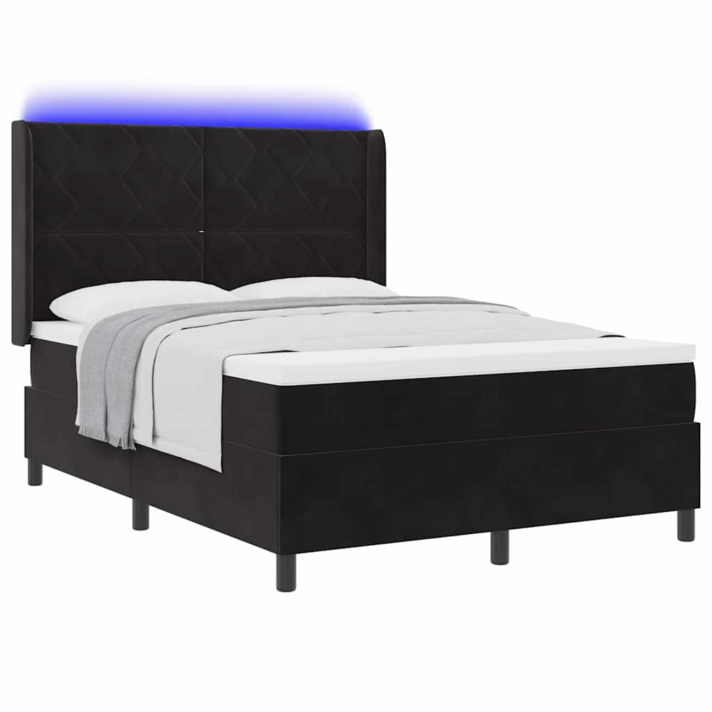 Κρεβάτι με ελατήρια με κεφαλάρι Μαύρο 160 x 200 cm Βελούδο - Pakobazaar
