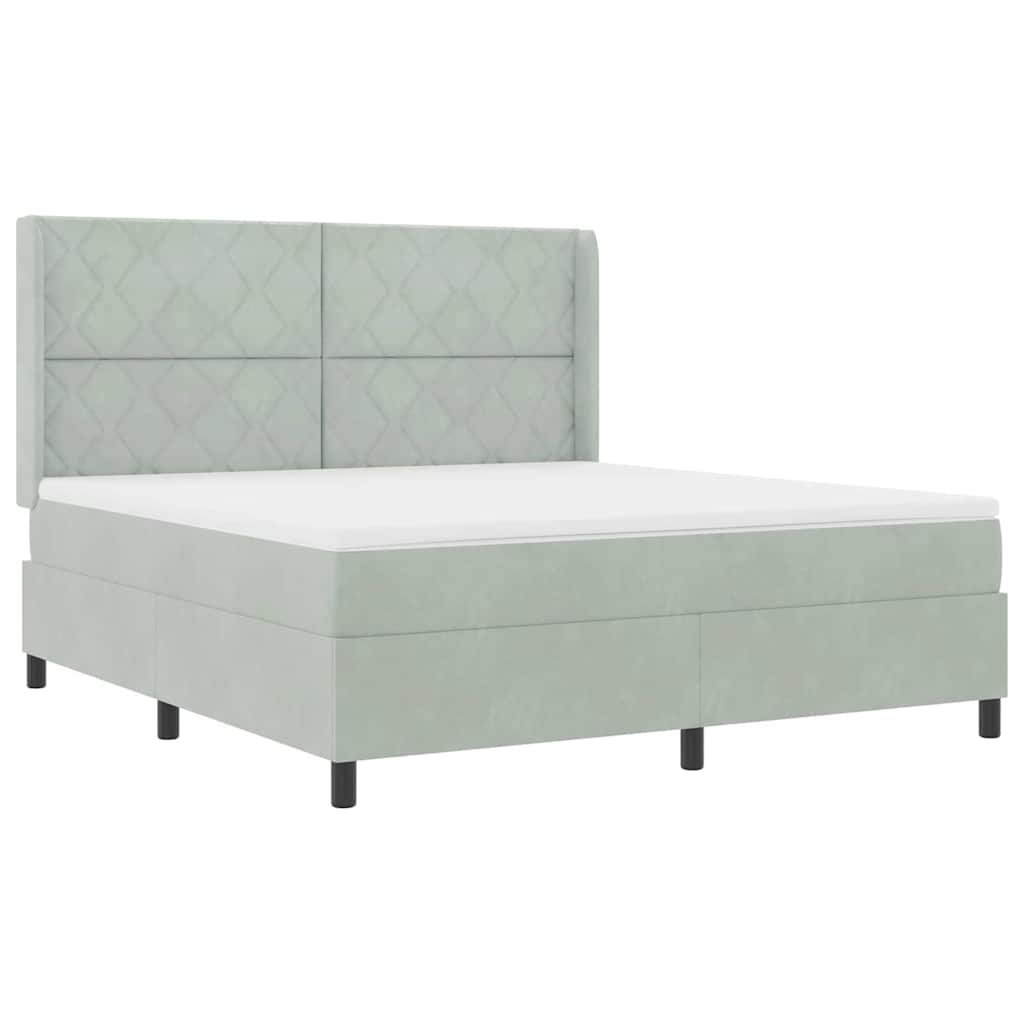 Κρεβάτι με ελατήρια με στρώμα Ανοιχτό γκρι 180 x 200 cm Βελούδο - Pakobazaar