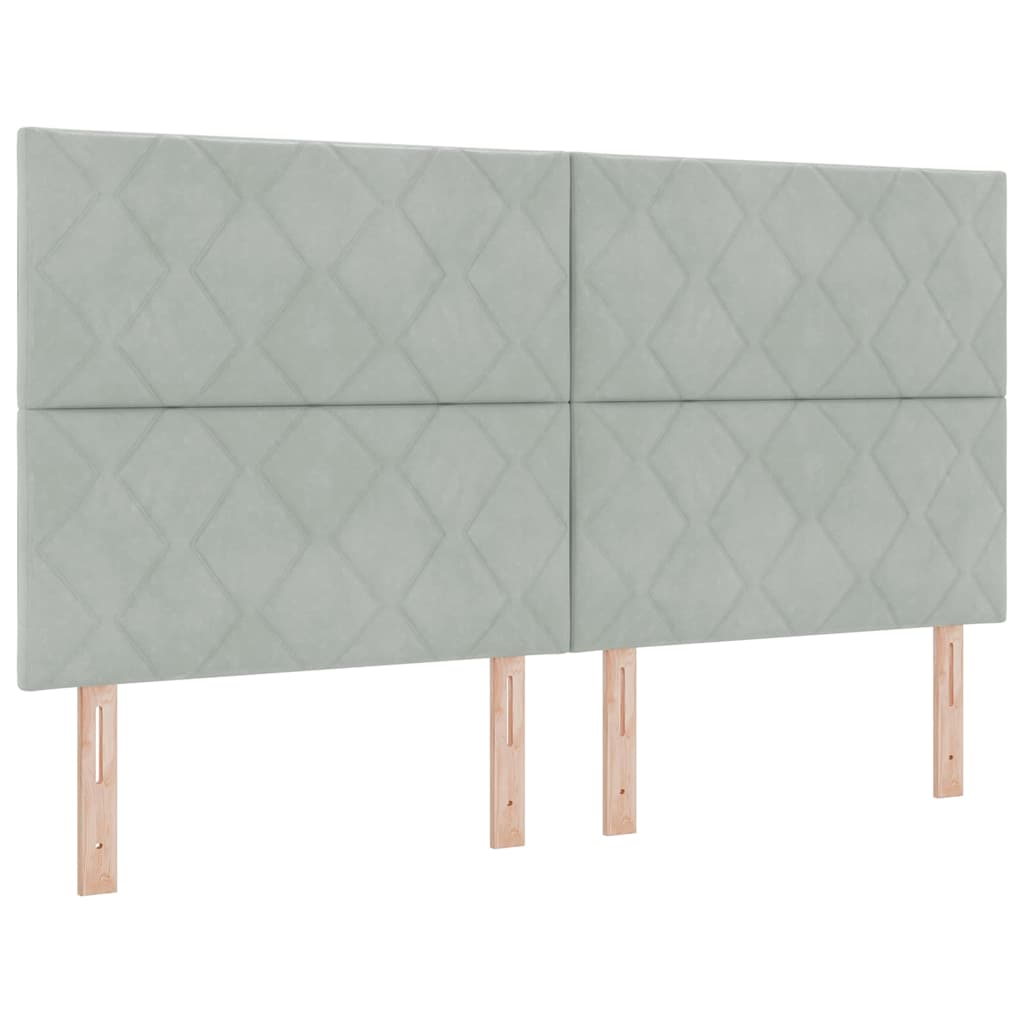 Κρεβάτι με ελατήρια Ανοιχτό γκρι 180 x 200 cm Βελούδο - Pakobazaar