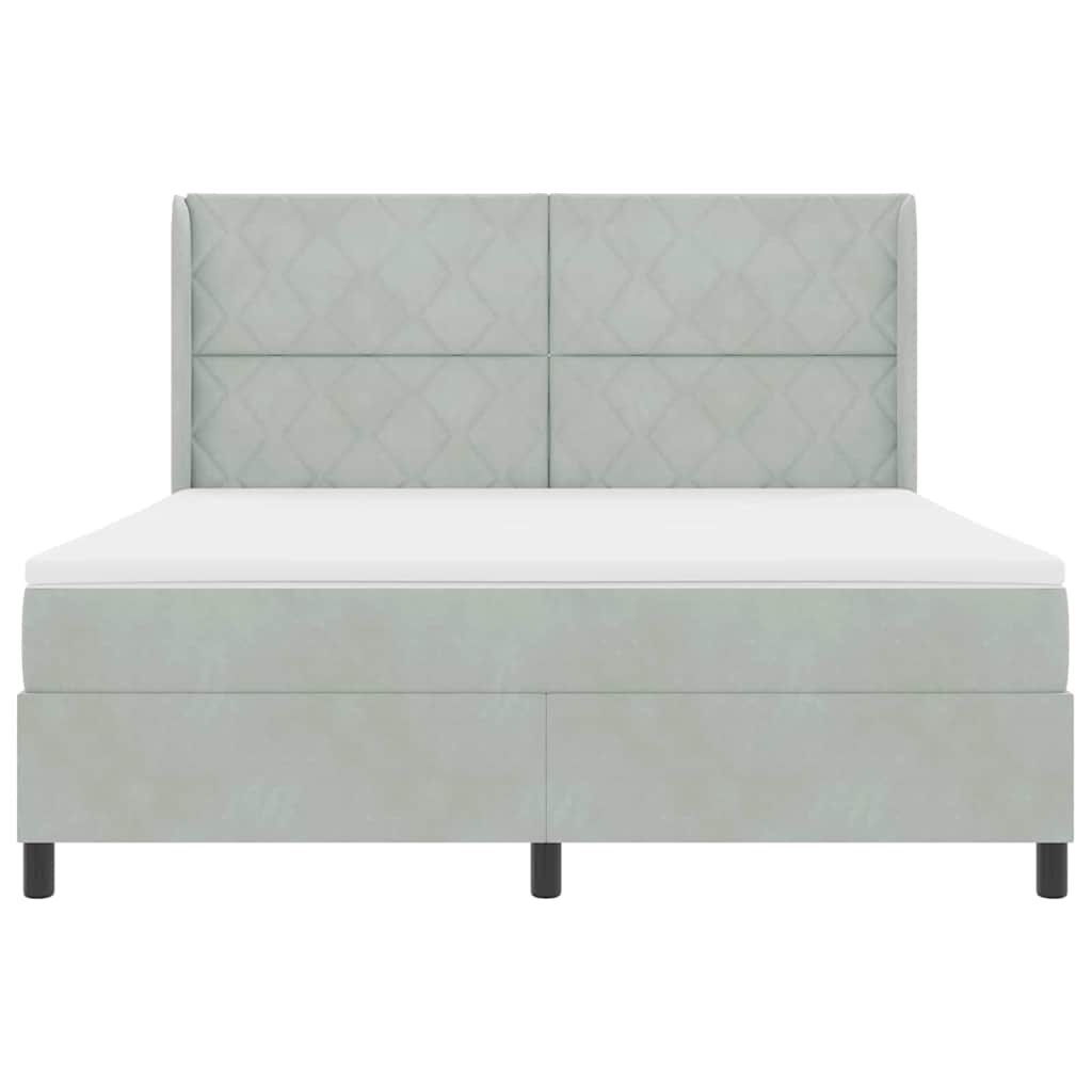 Κρεβάτι με ελατήρια Ανοιχτό γκρι 180 x 200 cm Βελούδο - Pakobazaar