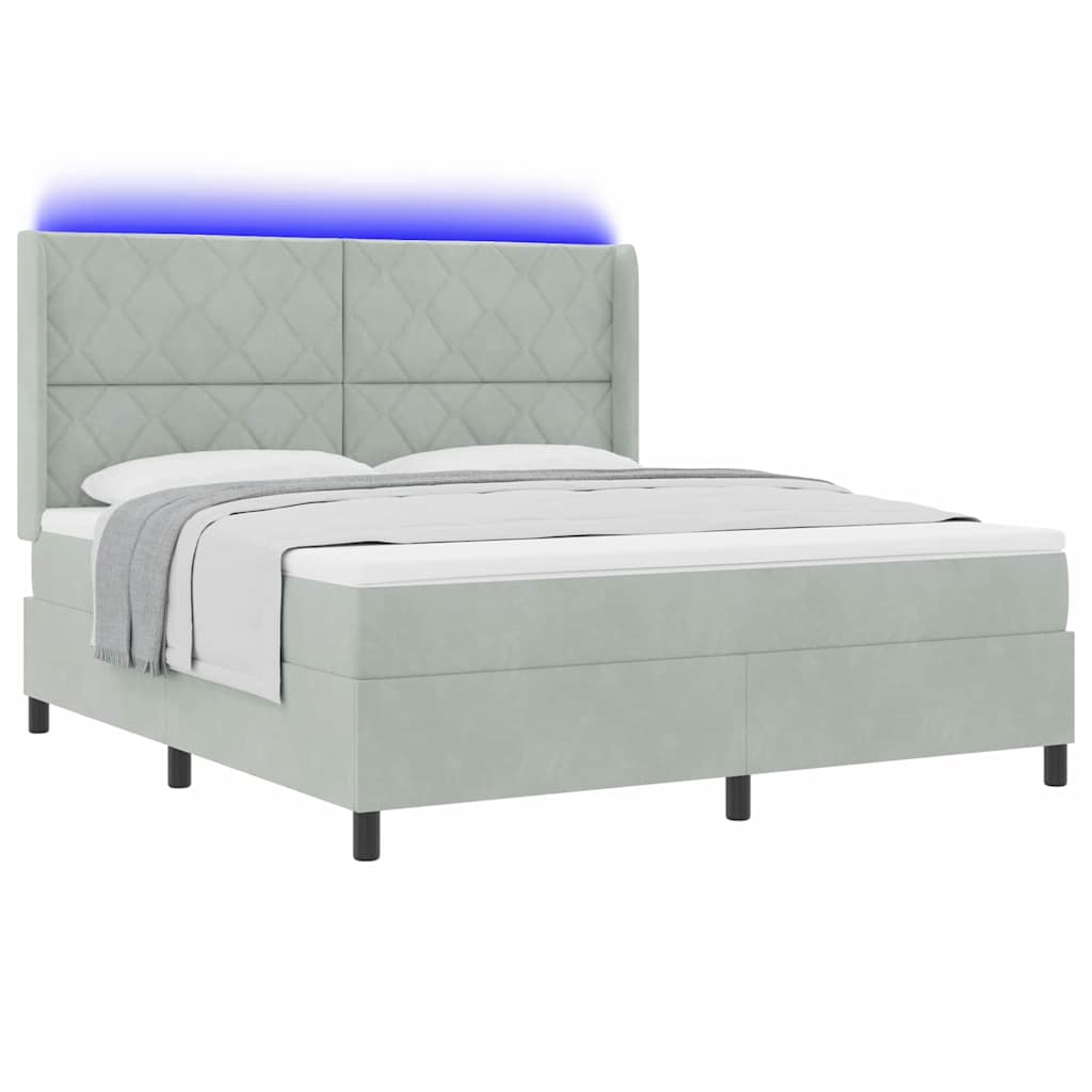 Κρεβάτι με ελατήρια Ανοιχτό γκρι 180 x 200 cm Βελούδο - Pakobazaar