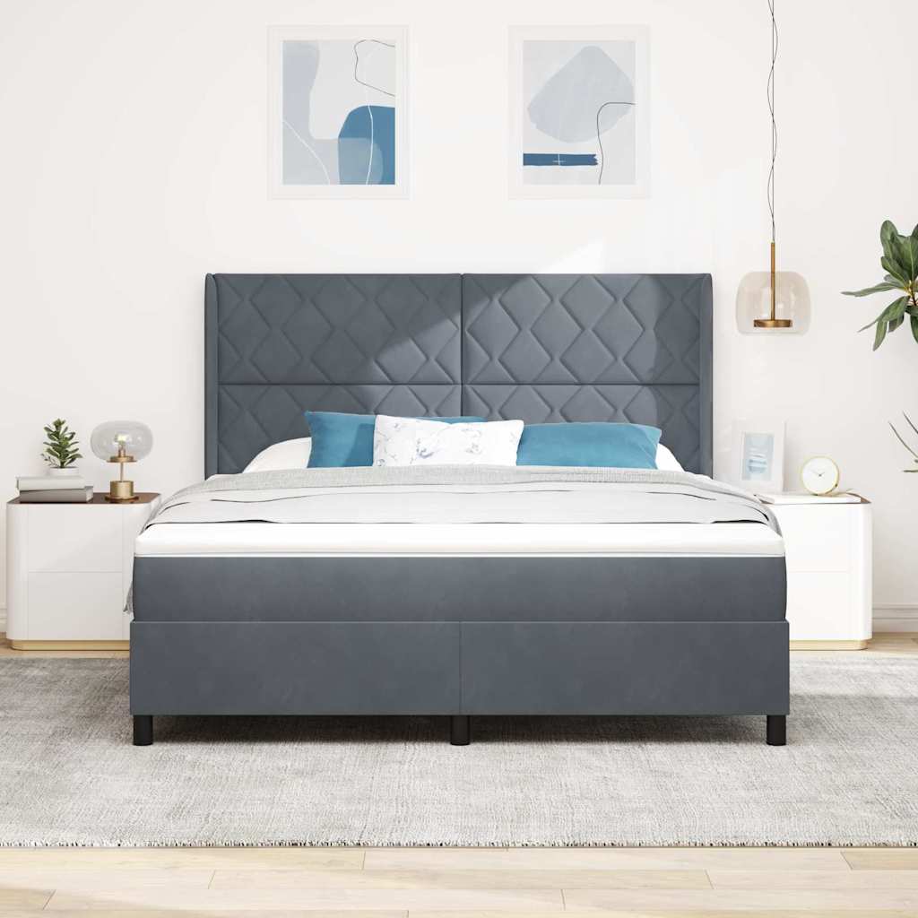 Κρεβάτι με ελατήρια Σκούρο Γκρι 180 x 200 cm Βελούδο - Pakobazaar