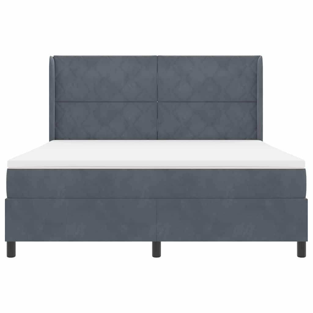 Κρεβάτι με ελατήρια Σκούρο Γκρι 180 x 200 cm Βελούδο - Pakobazaar