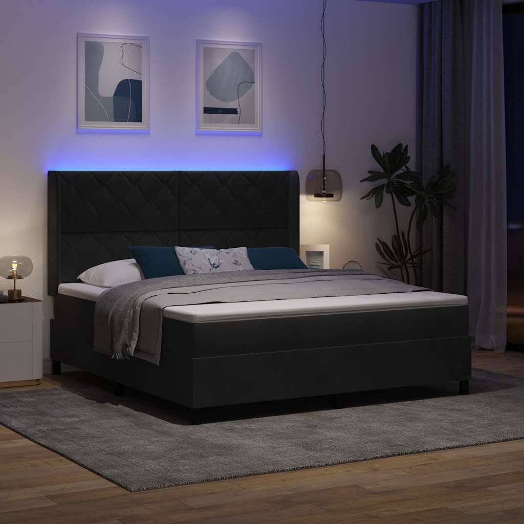 Κρεβάτι με ελατήρια με κεφαλάρι Μαύρο 180 x 200 cm Βελούδο