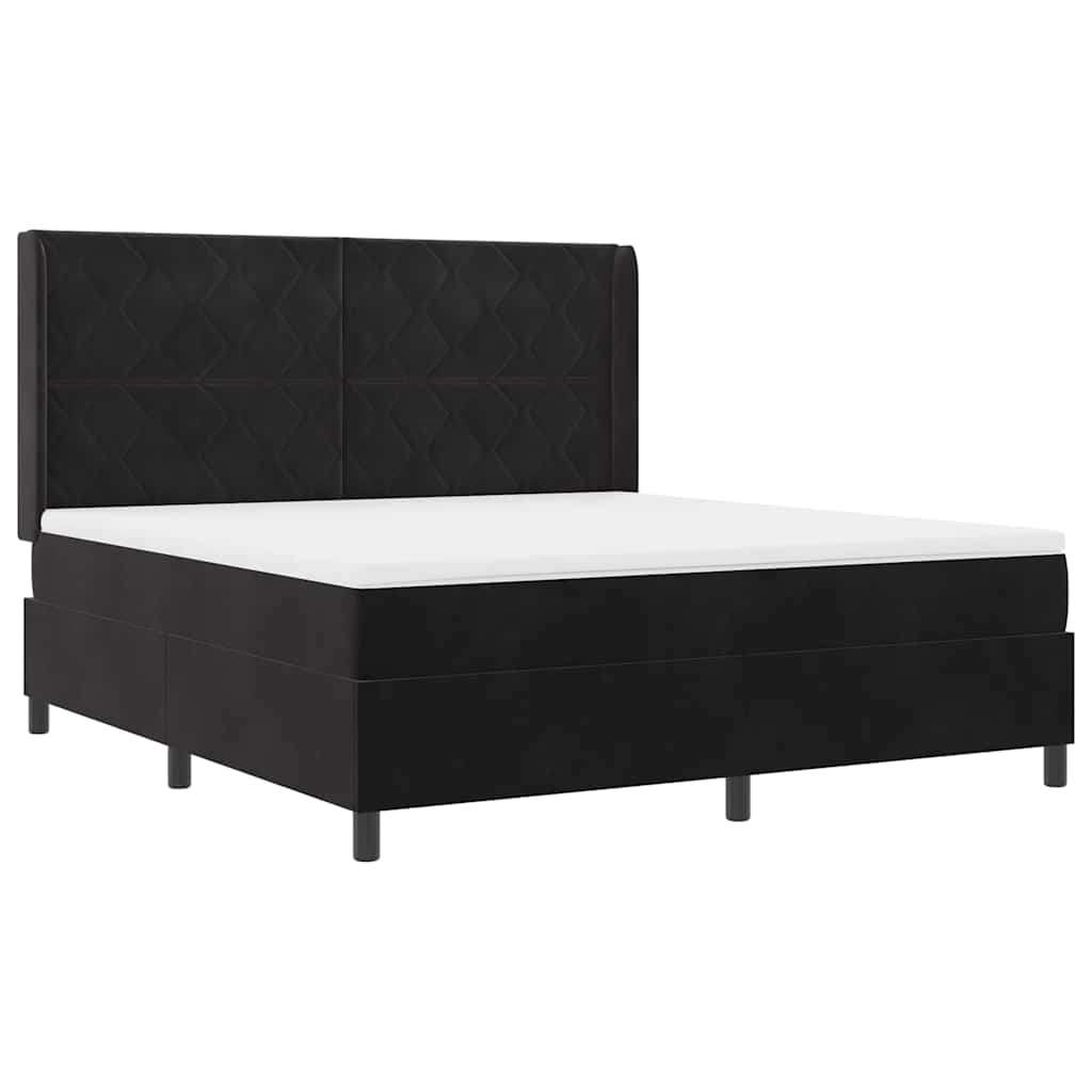 Κρεβάτι με ελατήρια με κεφαλάρι Μαύρο 180 x 200 cm Βελούδο