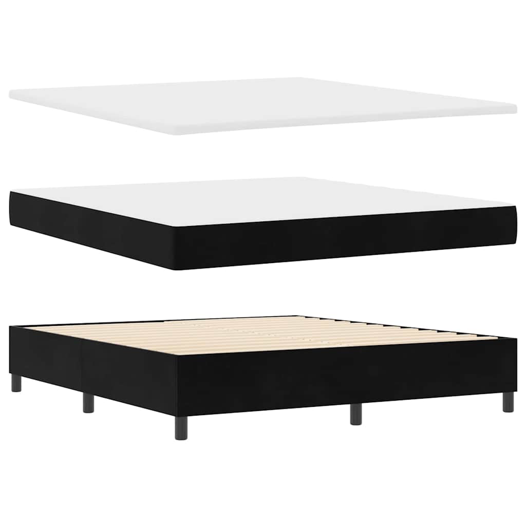 Κρεβάτι με ελατήρια με κεφαλάρι Μαύρο 180 x 200 cm Βελούδο