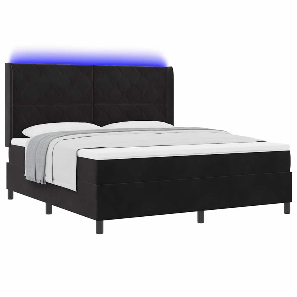 Κρεβάτι με ελατήρια με κεφαλάρι Μαύρο 180 x 200 cm Βελούδο