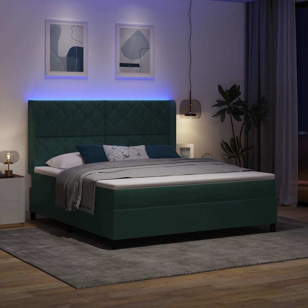 Κρεβάτι με ελατήρια Σκούρο Πράσινο 180 x 200 cm Βελούδο - Pakobazaar
