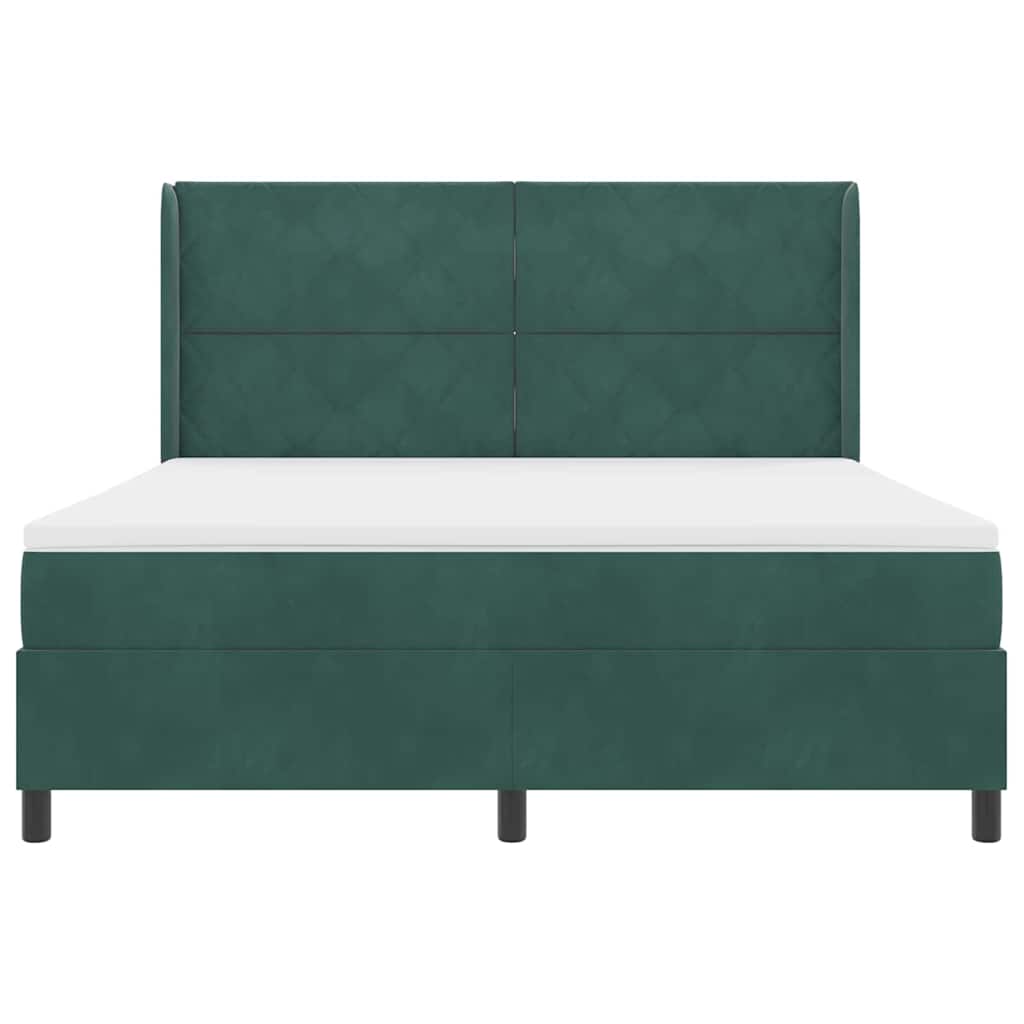 Κρεβάτι με ελατήρια Σκούρο Πράσινο 180 x 200 cm Βελούδο - Pakobazaar