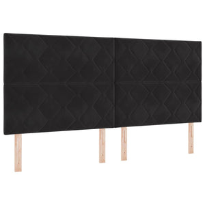 Κρεβάτι με ελατήρια με κεφαλάρι Μαύρο 200 x 200 cm Βελούδο - Pakobazaar
