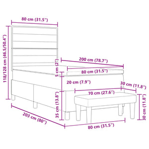 Κρεβάτι με ελατήρια με στρώμα Μπλε 80 x 200 cm ύφασμα - Pakobazaar