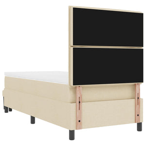 Κρεβάτι με ελατήρια με κεφαλάρι Κρεμ 90 x 190 cm ύφασμα - Pakobazaar