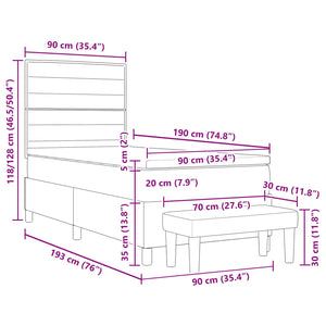 Κρεβάτι με ελατήρια με κεφαλάρι Κρεμ 90 x 190 cm ύφασμα - Pakobazaar