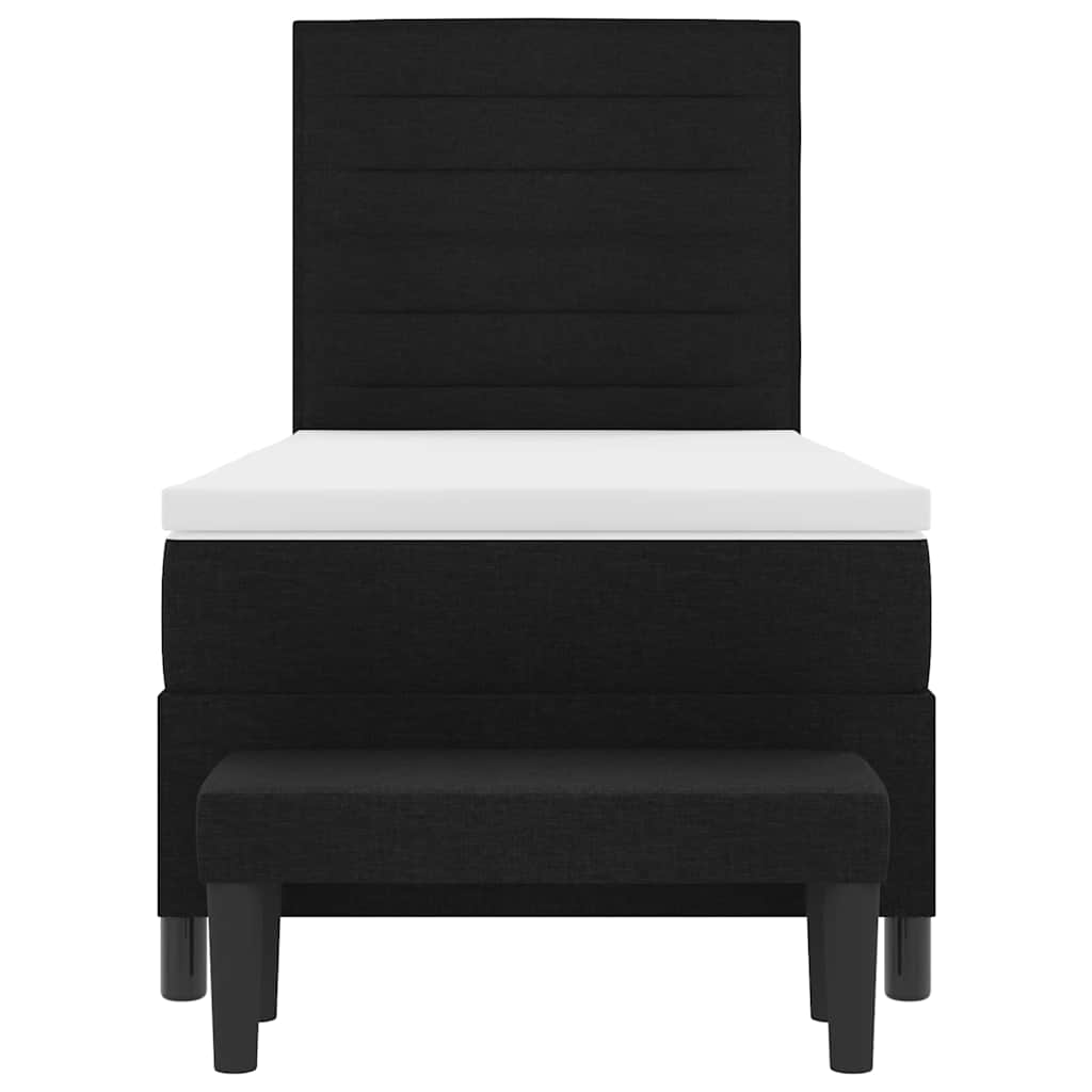 Κρεβάτι με ελατήρια με στρώμα Μαύρο 100 x 200 cm ύφασμα - Pakobazaar