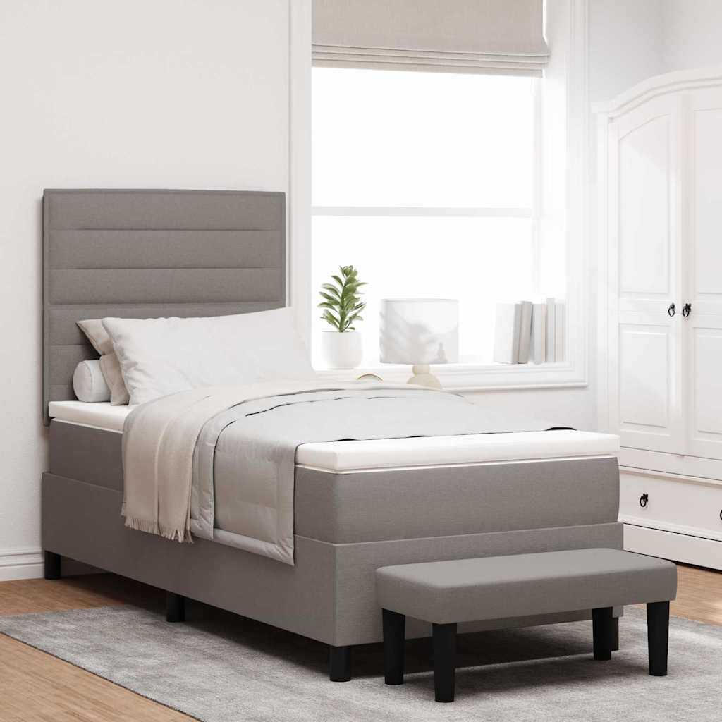 Κρεβάτι με ελατήρια με στρώμα Taupe 100 x 200 cm ύφασμα - Pakobazaar